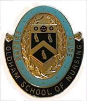 The Oldham School of Nursing badge.